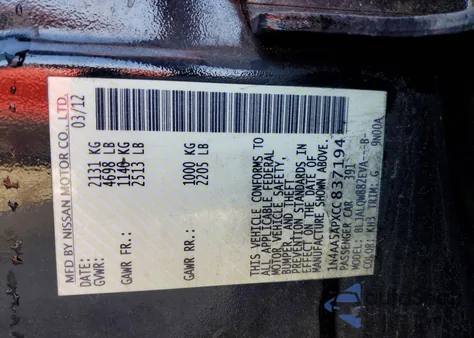 2012 Nissan Maxima S from USA, damaged, VIN 1N4AA5APXCC837194